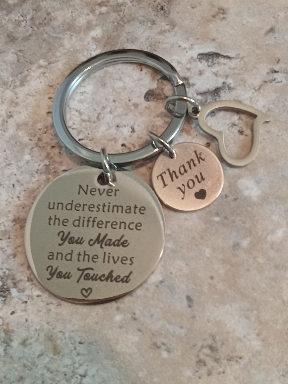 Inspirational Thank You Keychain with Heart Charm